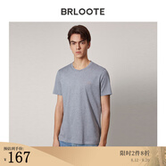 Brloote/巴魯特新疆長絨棉短袖T恤男圓領小白T夏季簡約百搭體恤衫上衣新品 花灰 190/108A