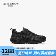 VICKI BROWN【VB男鞋】法國品牌男士休閑鞋秋季時尚鱷魚紋皮鞋潮流百搭男鞋子 黑色 40