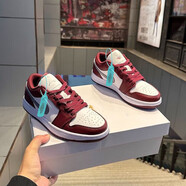 CLENIKEED【廠(chǎng)牌】Air喬1AJ1低幫籃球鞋煙灰影子灰男女學(xué)生運動(dòng)休 酒紅 36