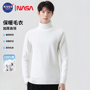 NASA GISS官方潮牌毛衣男秋冬韓版純棉舒適高領(lǐng)針織衫內搭打底衫 白色 L 