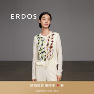 ERDOS 春夏圓領(lǐng)長袖浪漫飄逸幾何定位印花女開衫針織衫 白 M 160/84A
