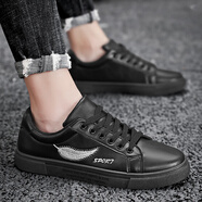 絳天情侶滑板鞋休閑鞋青年男女街頭低幫鞋春秋新款初中高中鞋子 黑色 35 (225mm)