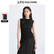 太平鳥(niǎo)女裝針織衫無(wú)縫一線(xiàn)成衣針織背心秋修身打底衫 黑色無(wú)袖 M