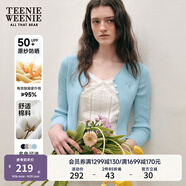 Teenie Weenie【原紗防曬】小熊淑女白色毛衣針織開(kāi)衫長(zhǎng)袖打底衫女空調(diào)衫 淺藍(lán)色 XS (155)