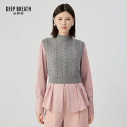 深呼吸DEEP BREATH女裝純羊毛馬甲背心針織衫女A301153 淺灰 M (3碼)