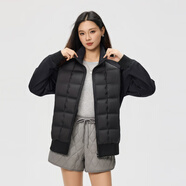 semir森馬情侶款拼接輕薄羽絨服冬季女裝2025新款時尚保暖防寒服外套男 森馬黑色 S