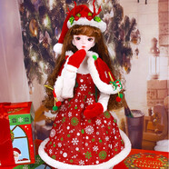 DBS60厘米換裝娃娃衣服套裝服飾禮服三分BJD娃衣服裝洋娃娃公主裙子 克莉絲圣誕款（不含娃娃） 適合60CM 3分娃可穿