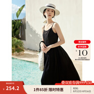 茵曼（INMAN）章若楠同款歐若風天絲薄開衫女裝襯衫2025夏季新品長袖襯衣 吊帶裙黑色-18322336 L