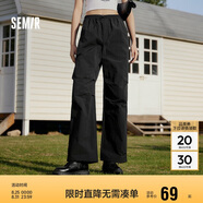 森馬[防曬 UPF50+]休閑褲女質(zhì)感長(cháng)褲夏季闊腿傘兵褲109324127011