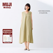 無(wú)印良品（MUJI）女式 棉 漢麻 無(wú)袖連衣裙女裝裙子夏季 連身裙長(cháng)裙 BCD91C5S 黃色 L （165/88A）