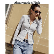 Abercrombie & Fitch【修身顯瘦】小麋鹿圖案女裝25秋冬打底內搭開(kāi)衫上衣139-5707 銀灰色 S (165/88A)