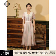 固執(zhí)（OBSTINATE）【特價】夏季新款歐式短袖網(wǎng)紗格子中長連衣裙81322LQ07278 粉紫格子 165/84A/M