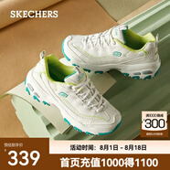 斯凱奇（Skechers）女鞋小白熊女士休閑鞋子厚底增高百搭運動軟底老爹鞋女99999863 白色/綠色/WGR 40