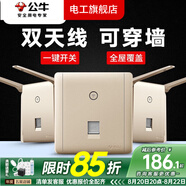公牛無(wú)線(xiàn)網(wǎng)WIFI路由器插座開(kāi)關(guān)面板墻壁86型智能酒店別墅ap家用金色 墻壁式無(wú)線(xiàn)WiFi（金色）