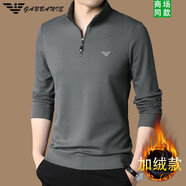 FALAMONE純棉男士長(zhǎng)袖t恤春秋季新立領(lǐng)打底polo衫男裝寬松衛(wèi)衣潮 9908深灰 加絨 3XL 185建議170-185斤