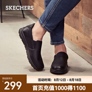 斯凱奇（Skechers）商務(wù)休閑皮鞋男一腳蹬工作鞋舒適低幫休閑鞋流行正裝鞋 77157 黑色/BLK 43