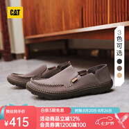 CAT卡特休閑皮鞋男鞋25新品一腳蹬薄皮輕量涼爽舒適通勤船鞋七夕禮物 深灰色 40