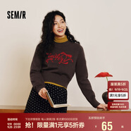 森馬（Semir）毛衣女短款蝴蝶結(jié)少女感2025春季圓領(lǐng)正肩套頭衫顯瘦109125107005