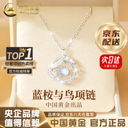 中國(guó)黃金（CHINA GOLD）藍(lán)桉與鳥銀項(xiàng)鏈女生輕奢月光石吊墜高級(jí)七夕情人節(jié)生日禮物送女友 【京速達(dá)】藍(lán)桉與鳥項(xiàng)鏈【品牌禮盒】