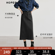 紅袖氣質(zhì)直筒長裙冬季2024新款女裝質(zhì)感后開叉顯瘦通勤小眾加長半身裙 黑050 M