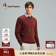 Hush Puppies暇步士男裝秋基礎款多色百搭圓領羊毛混紡針織衫 051中紅2 M