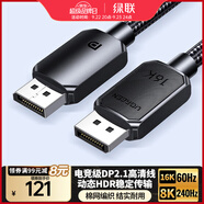 綠聯(lián)DP線2.1版 16K60Hz8K240Hz4K高清支持360Hz80G DisplayPort3米 適用電腦顯卡連接顯示器兼容1.4