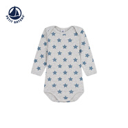 PETIT BATEAU【2025秋冬新品】Petitbateau小帆船童裝嬰幼兒長(cháng)袖包屁衣A0EKZ 灰色/藍色 66cm