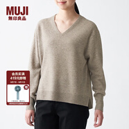無印良品 MUJI 女式 牦牛絨混羊毛 V領(lǐng)寬版毛衣 BAC21A0A 秋冬長(zhǎng)袖針織衫 深咖啡色 S