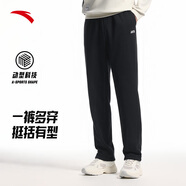 安踏（ANTA）男褲休閑運動(dòng)褲衛褲男秋冬季加絨加厚保暖直筒休閑褲男士長(cháng)褲子 【彈力舒適-直筒平口】基礎黑7304-3 四季款 XL  (男180/女175)