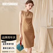 ROEYSHOUSE羅衣職場女裝無袖連衣裙夏新款簡約知性修身顯瘦裙子01790 深卡其色 2XL