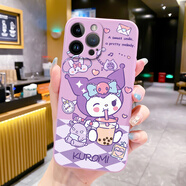 三麗鷗（SANRIO）同款適用于手機(jī)殼少女新款12c卡通奶茶庫(kù)洛米10c可斜挎13r耐臟防摔12r可愛(ài)美樂(lè)蒂10a全包保護(hù)套 紫-奶茶菱格庫(kù)洛米 紅米 Note 11 4G