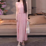 妃施宣新中式無袖背心吊帶粉色子女夏季2025新款流行絕美長裙 【粉色】【暑期熱門穿搭/明星約會穿搭/連身裙/裙子202 M 45/55kg/M 【收藏加購享運(yùn)費險】