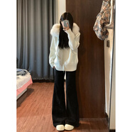 園翌毛領(lǐng)針織外套女款早秋季2025毛毛上衣春秋裝漂亮毛衣韓系穿搭 白色毛毛領(lǐng)衛(wèi)衣外套【秋冬款 銀狐絨內(nèi)里】 (15℃ S 小個子/超好看/松弛感/初秋/帽衫