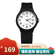 卡西歐（CASIO）手表學生小黑表簡約指針石英電子表 手表男女考試手表時尚運動表 MW-59-7B 33mm小表盤帶日歷