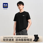 海瀾之家（HLA）短袖t恤男裝24夏季涼感吸濕排汗厚板印花情侶款上衣服男士T恤衫 黑色05 XL 180建議76-82kg