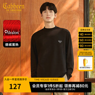 卡賓（CABBEEN）【德絨蓄熱】保暖長袖T恤男2024秋冬新款簡約黑白純色內搭 煤黑色01 3XL /190/56