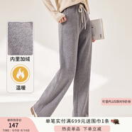 香影闊腿褲女衛(wèi)褲加絨褲子秋冬季2024新款長(zhǎng)褲灰色高腰直筒休閑褲 灰色 S