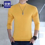 羅蒙（ROMON）【新款上市】男純棉半高領(lǐng)長(zhǎng)袖打底衫T恤青中年春秋內(nèi)衣修身體恤 姜黃色 L (120斤左右)