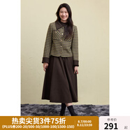獨束大碼女裝撞色格紋連衣裙兩件套2024冬季新品通勤時(shí)髦毛呢外套 綠棕格-外套 L (尺碼：2) (尺碼：2)