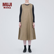 無印良品（MUJI）女式 起毛 背帶裙  連衣裙 背心裙秋冬 長裙裙子 BC2FDC3A 深咖啡色 L