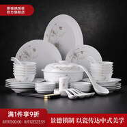 景德鎮(zhèn)（jdz）陶瓷餐具整套高檔碗碟套裝家用新款高顏值喬遷禮物無鉛清香和韻