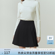 范思藍(lán)恩23FS11193 學(xué)院風(fēng)減齡百褶短裙女春秋季高腰a字半身裙子 黑色 XL