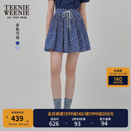Teenie Weenie小熊女裝半身裙25夏季新款細(xì)褶花朵小清新蓬蓬短裙子 藏青色 M