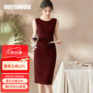ROEYSHOUSE羅衣原創(chuàng)無袖職業(yè)連衣裙女夏裝時(shí)尚新款優(yōu)雅收腰背心裙01957 棗紅色 2XL