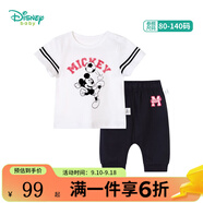 迪士尼兒童短袖套裝T恤短褲2件套 男童米奇米白212T1236 4歲/身高110cm