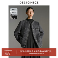 迪賽尼斯（DESIGNICE）2024年冬季新款千金風(fēng)氣質(zhì)格雷系灰色長袖羊毛短外套女 灰色 M
