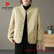 皮爾卡丹（pierre cardin）品牌高檔羽絨棉衣棉服外套女2025冬季菱格夾棉媽媽女裝短款棉襖子 卡其色 S 【建議80-100斤】