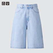 優(yōu)衣庫女裝牛仔風(fēng)百慕大式短褲/水洗產(chǎn)品中褲476946 63 天藍色 24 /155/62A