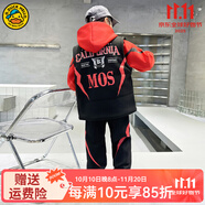 G.DUCKKIDS童裝男童套裝秋冬2024新款兒童衛(wèi)衣馬甲三件套加絨加厚冬裝運(yùn)動(dòng)服 紅色閃電款-agoqqae 160碼適合150-160cm年齡12-13歲