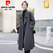 皮爾卡丹（PIERRE CARDIN）牛角扣毛呢大衣女中長款秋冬新款寬松洋氣高檔加厚保暖呢子大衣 嘉興雙面呢大衣黑色深灰色 不帶圍巾 XL 濮院雙面絨大衣  建議125-140斤